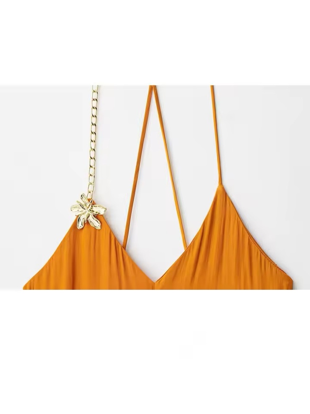 ZARA NWT Sunflower Orange Midi Dress - Picture 6 of 9